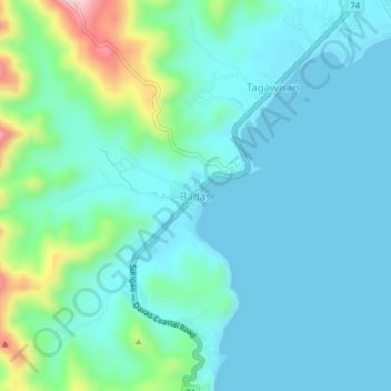 Badas topographic map, elevation, terrain