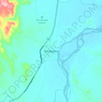 Natagaima topographic map, elevation, terrain