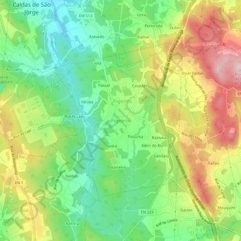 Pigeiros topographic map, elevation, terrain
