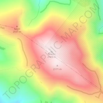 Teleno topographic map, elevation, terrain