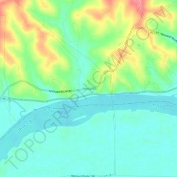 Portland topographic map, elevation, terrain