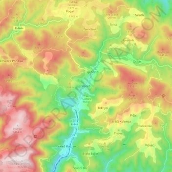 Vareš topographic map, elevation, terrain