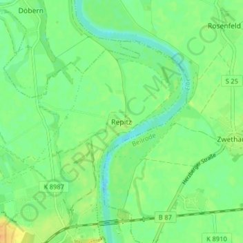 Repitz topographic map, elevation, terrain