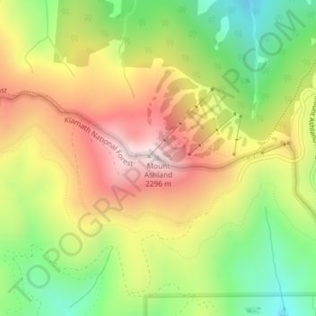 Mount Ashland topographic map, elevation, terrain
