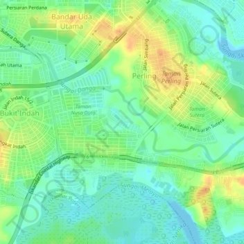 Kampung Tuah Jaya topographic map, elevation, terrain