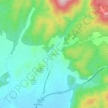 Batignano topographic map, elevation, terrain