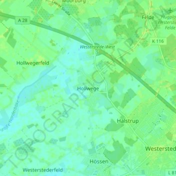 Hollwege topographic map, elevation, terrain