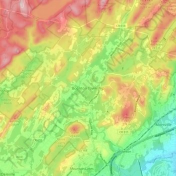 Boonton Township topographic map, elevation, terrain