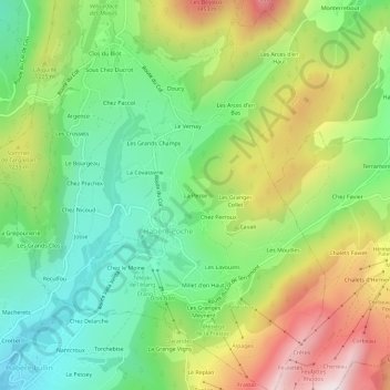 La Pesse topographic map, elevation, terrain