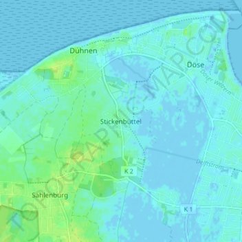 Stickenbüttel topographic map, elevation, terrain