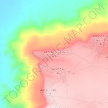 Hadish Adi topographic map, elevation, terrain