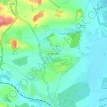 Drumoig topographic map, elevation, terrain