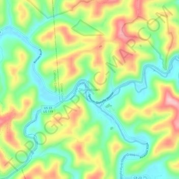 Stumptown topographic map, elevation, terrain