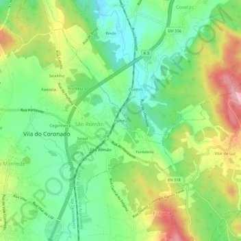 Portela topographic map, elevation, terrain