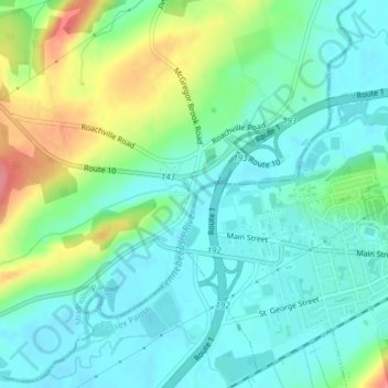 Roachville topographic map, elevation, terrain