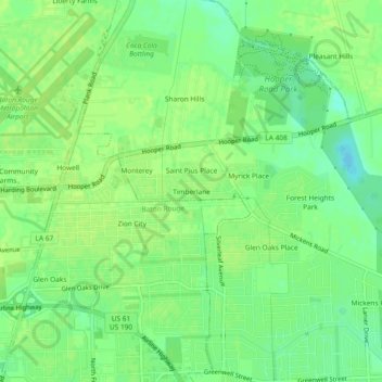 Timberlane topographic map, elevation, terrain