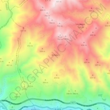 El Patio topographic map, elevation, terrain