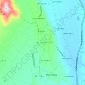11 de Noviembre topographic map, elevation, terrain