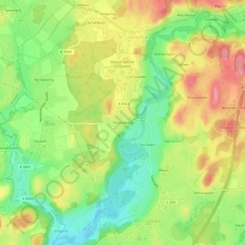 Schomburg topographic map, elevation, terrain