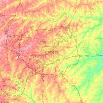 Greensboro topographic map, elevation, terrain