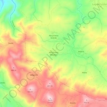 Abrunheiro Pequeno topographic map, elevation, terrain