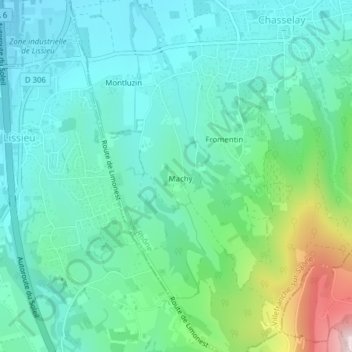 Château de Machy topographic map, elevation, terrain