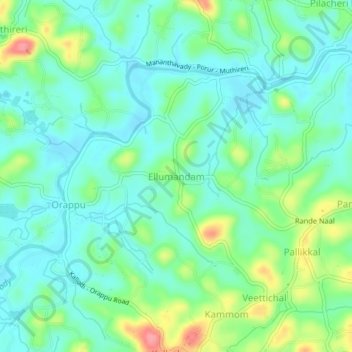 Ellumandam topographic map, elevation, terrain