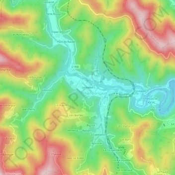 Le Vallon topographic map, elevation, terrain