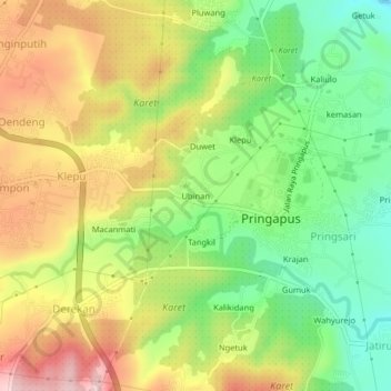 Ubinan topographic map, elevation, terrain