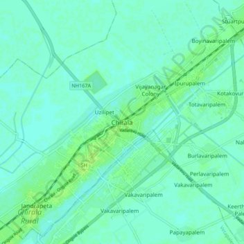 Chirala topographic map, elevation, terrain