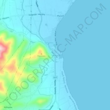 Myli topographic map, elevation, terrain