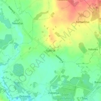 Gūbriai topographic map, elevation, terrain