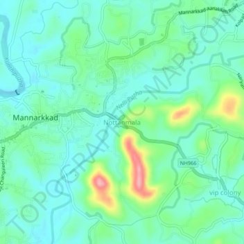 Nottanmala topographic map, elevation, terrain