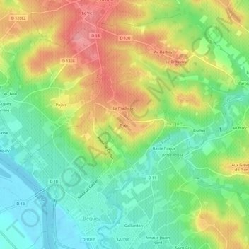Trajet topographic map, elevation, terrain