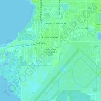 Port Tampa Communities topographic map, elevation, terrain