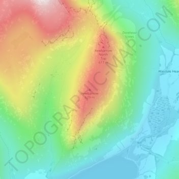 Yewbarrow topographic map, elevation, terrain