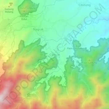 Cibeusi topographic map, elevation, terrain