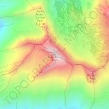 Lone Peak topographic map, elevation, terrain