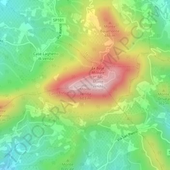 Monte Venda topographic map, elevation, terrain