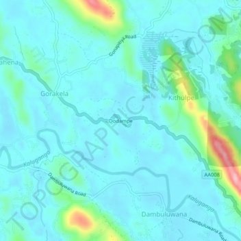Dodampe topographic map, elevation, terrain
