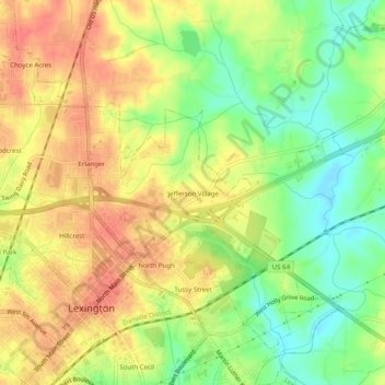 Jefferson Village topographic map, elevation, terrain
