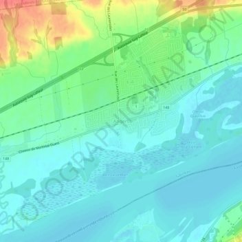 Angers topographic map, elevation, terrain