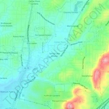 Spring Lake Estates topographic map, elevation, terrain