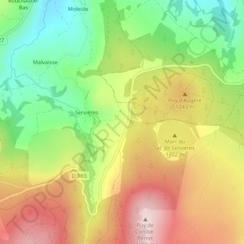 Guerret topographic map, elevation, terrain