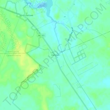 Harlowe topographic map, elevation, terrain