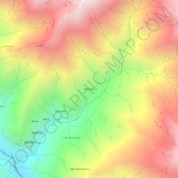 Monteu topographic map, elevation, terrain