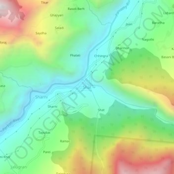 Shat topographic map, elevation, terrain