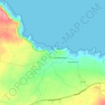 Dunseverick Castle topographic map, elevation, terrain