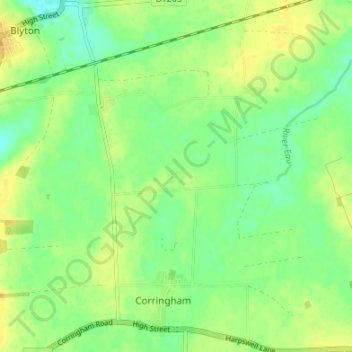 Aisby topographic map, elevation, terrain