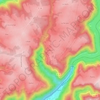 Le Breuil topographic map, elevation, terrain